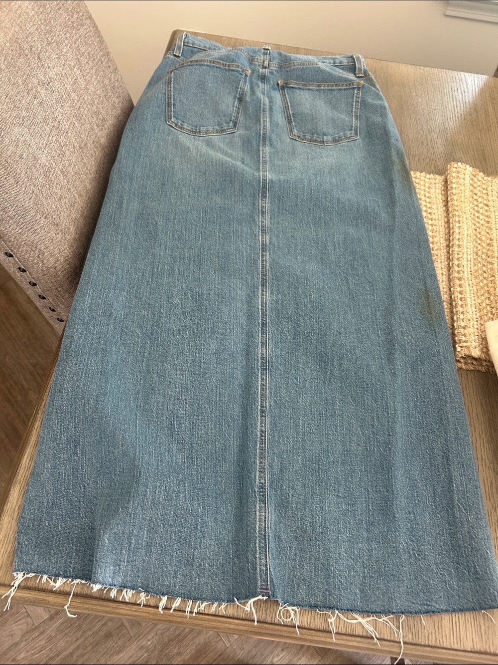 Universal Thread Light Blue Denim Maxi Skirt with Front Slit - Picture 3 of 3